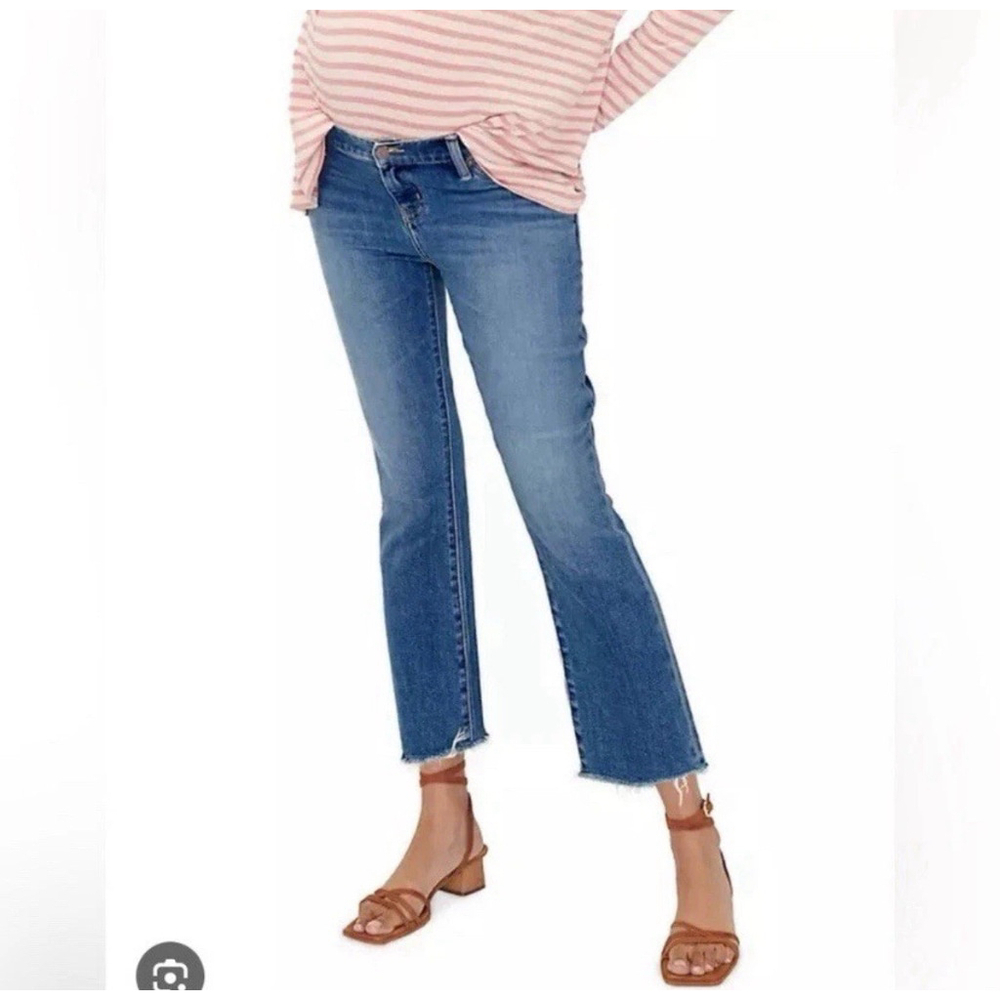 Hatch Maternity Cropped Raw Hem Jeans Blue Size 26